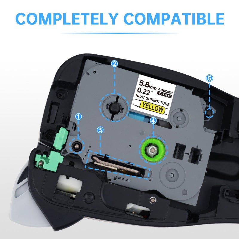 Absonic 3-Pack Compatible Heat Shrink Label Tape Replacement for Heat Shrink Tube HSe-611 HS611 HSe611 5.8mm Black on Yellow Tape for PTouch PT-E300 PT-E500 PT-E550W P750WVP E800W Label Maker - Image 4